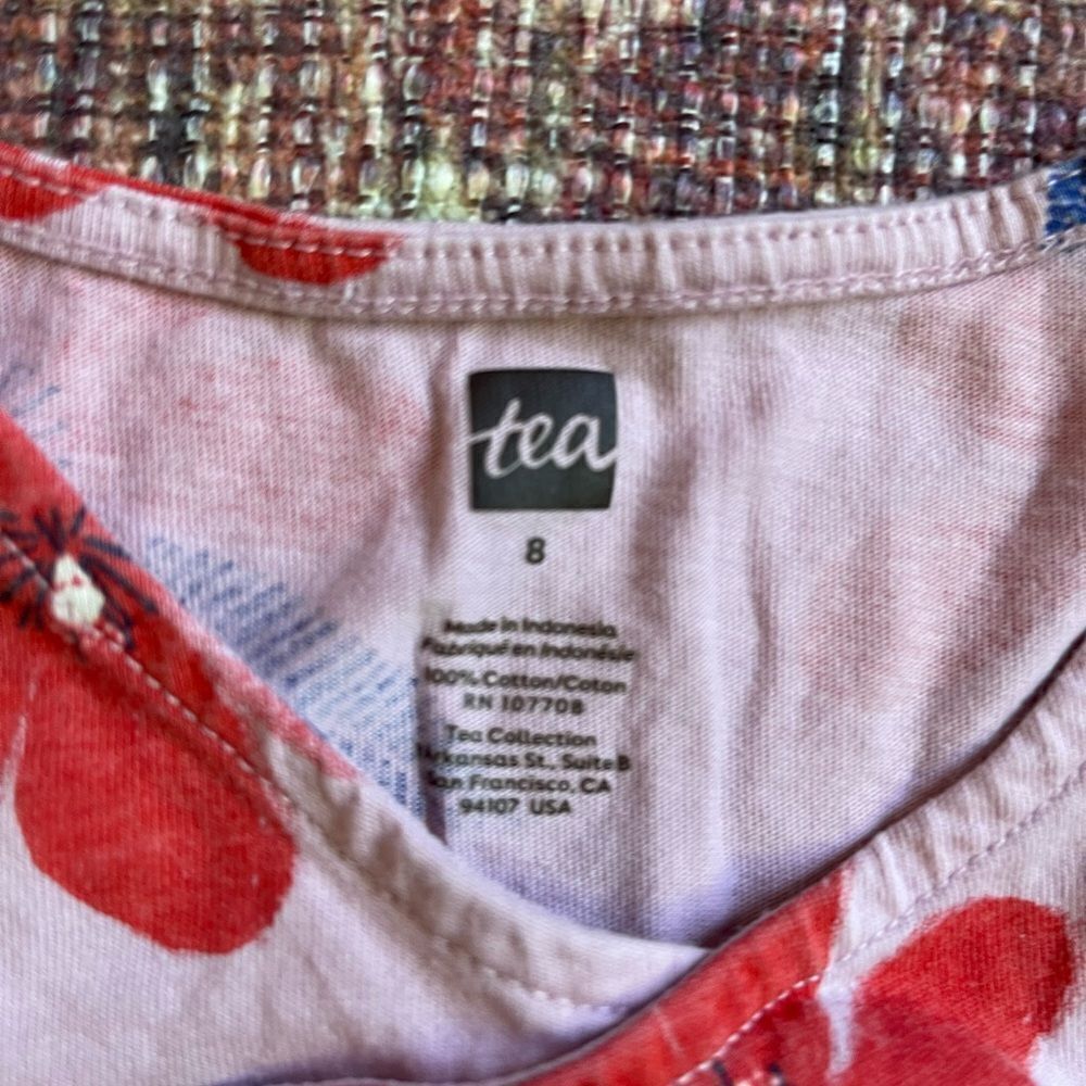 Tea size 8 Floral Kids Dress in Pink, Red and Blue - Picture 6 of 8